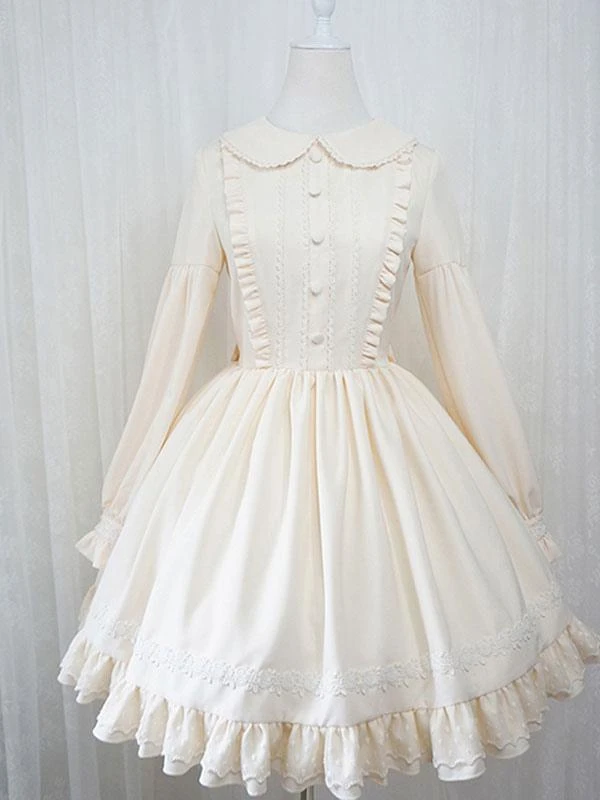 Sweet Lolita OP Dress Ruffles Long Sleeves Lolita One Piece Dresses - Image 5