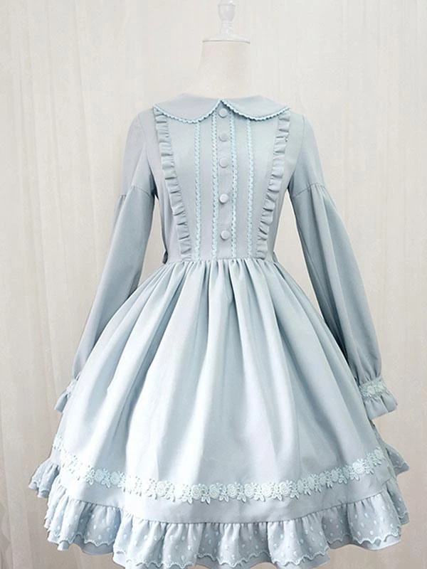 Sweet Lolita OP Dress Ruffles Long Sleeves Lolita One Piece Dresses - Image 8
