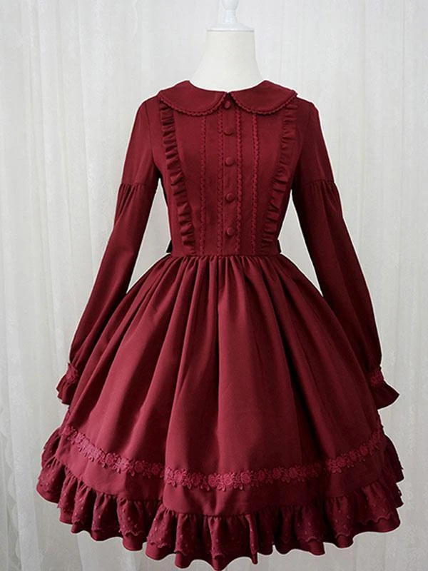 Sweet Lolita OP Dress Ruffles Long Sleeves Lolita One Piece Dresses - Image 7