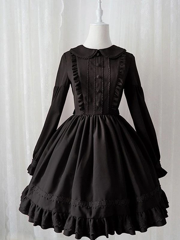 Sweet Lolita OP Dress Ruffles Long Sleeves Lolita One Piece Dresses - Image 4