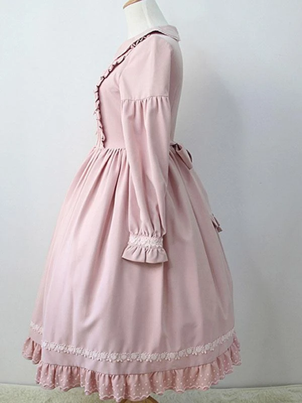 Sweet Lolita OP Dress Ruffles Long Sleeves Lolita One Piece Dresses - Image 2