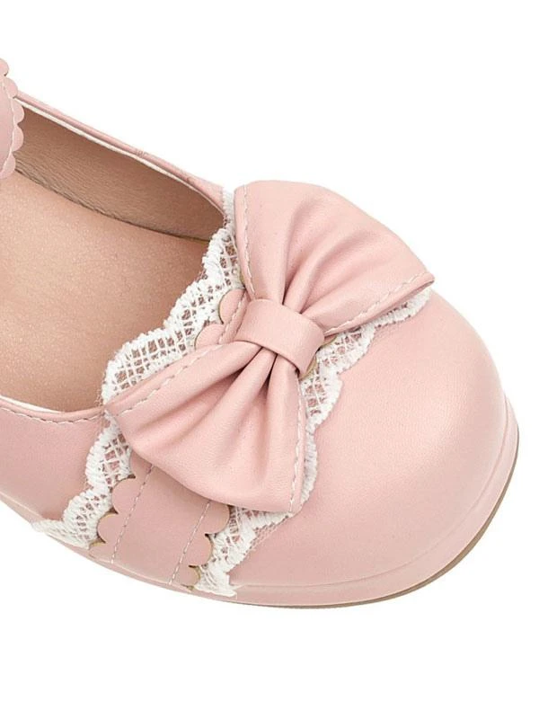 Sweet Lolita Shoes Bows Lace PU Leather Chunky Heel Lolita Pumps - Image 8