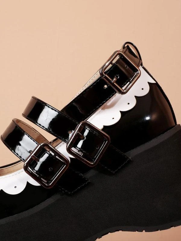 Sweet Lolita Shoes Round Toe PU Leather Flatform Lolita Pumps - Image 9