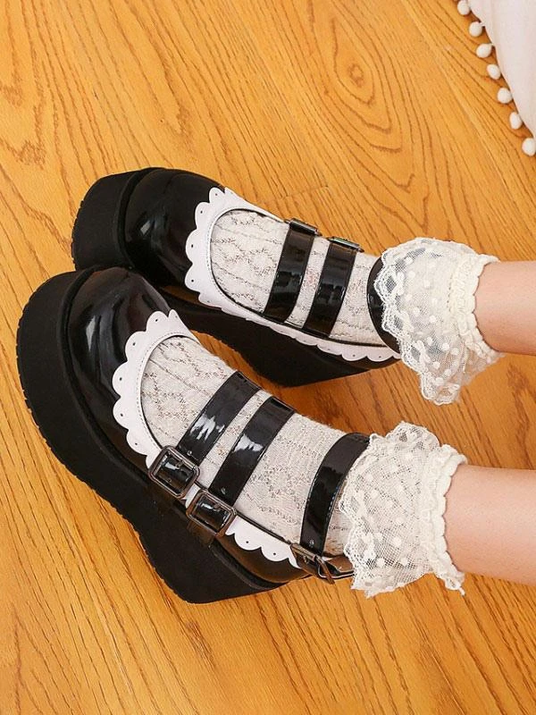 Sweet Lolita Shoes Round Toe PU Leather Flatform Lolita Pumps - Image 3