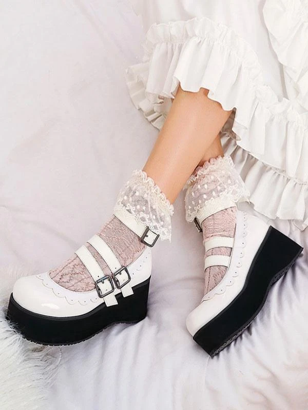 Sweet Lolita Shoes Round Toe PU Leather Flatform Lolita Pumps - Image 6