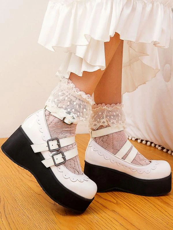 Sweet Lolita Shoes Round Toe PU Leather Flatform Lolita Pumps - Image 4