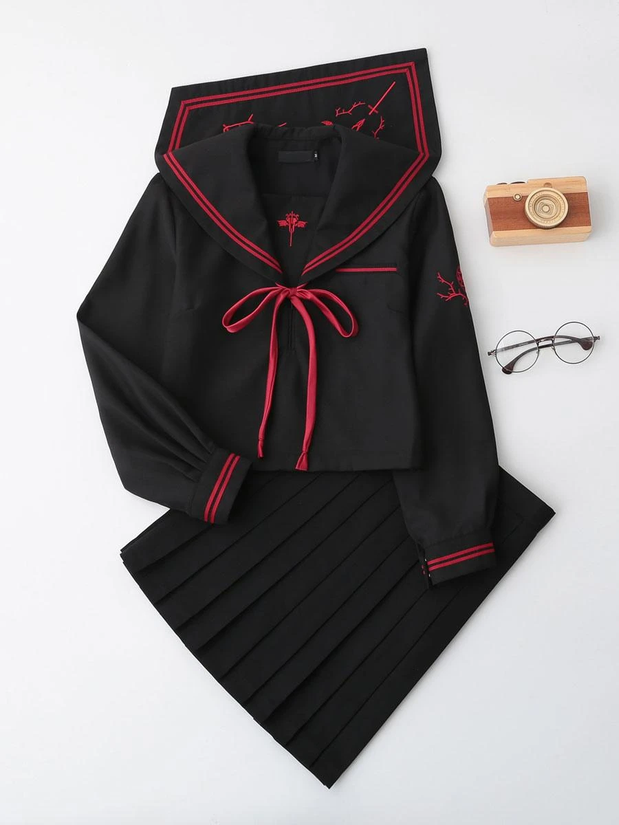 School Uniform Outfit JK Black Polyester Anime Merchandise - Image 2