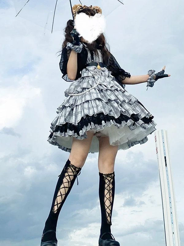 Idol Declaration Lolita JSK Dress Two Tone Plaid Lolita Jumper Skirts - Image 7