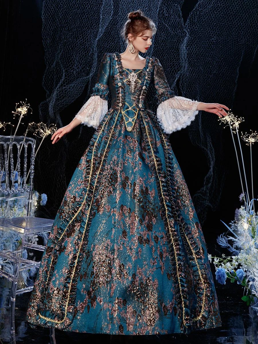 Rococo Victorian Prom Dress Retro Costume Dress Flare Sleeves Masquerade Lace Cotton Cosplay Costume Carnival - Image 2