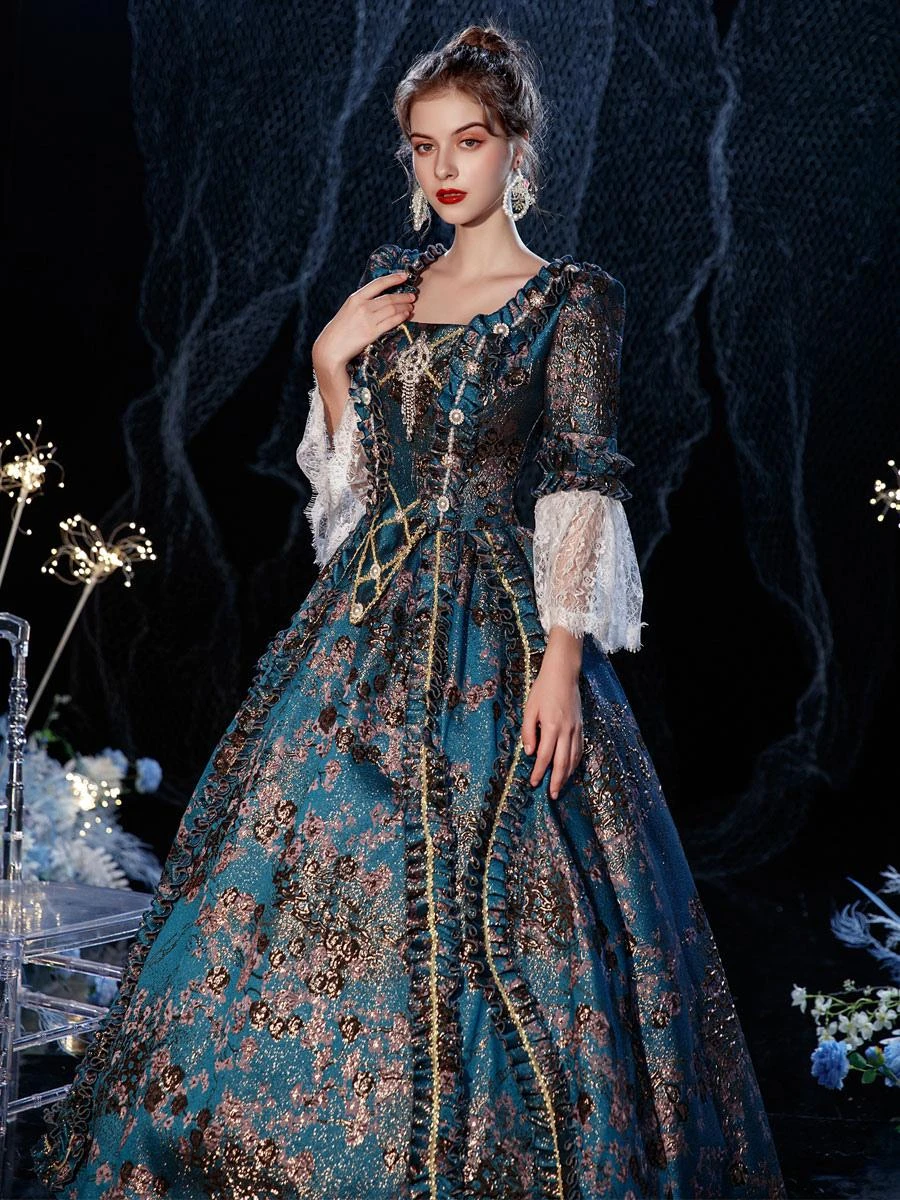 Rococo Victorian Prom Dress Retro Costume Dress Flare Sleeves Masquerade Lace Cotton Cosplay Costume Carnival - Image 7