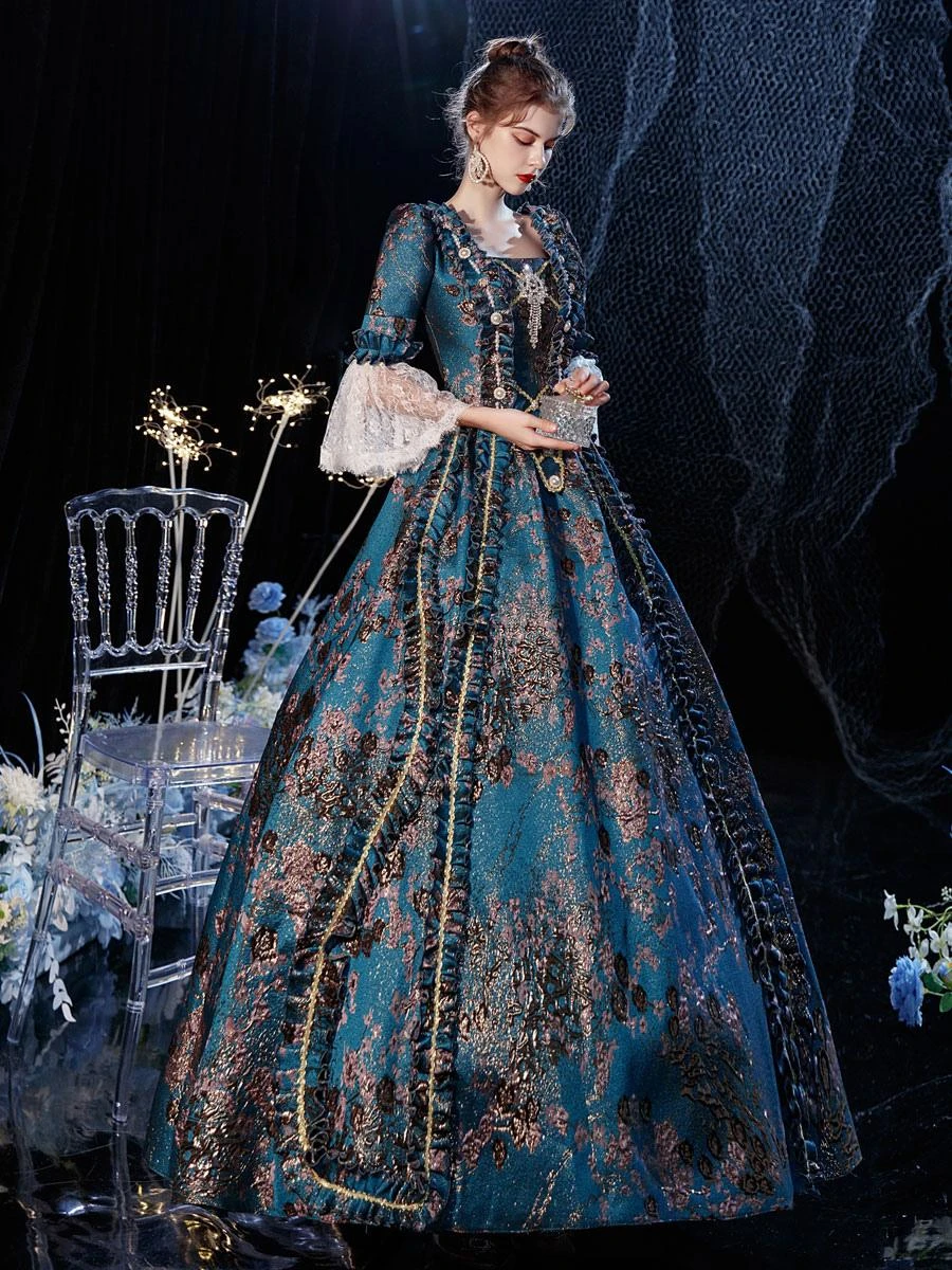 Rococo Victorian Prom Dress Retro Costume Dress Flare Sleeves Masquerade Lace Cotton Cosplay Costume Carnival - Image 4
