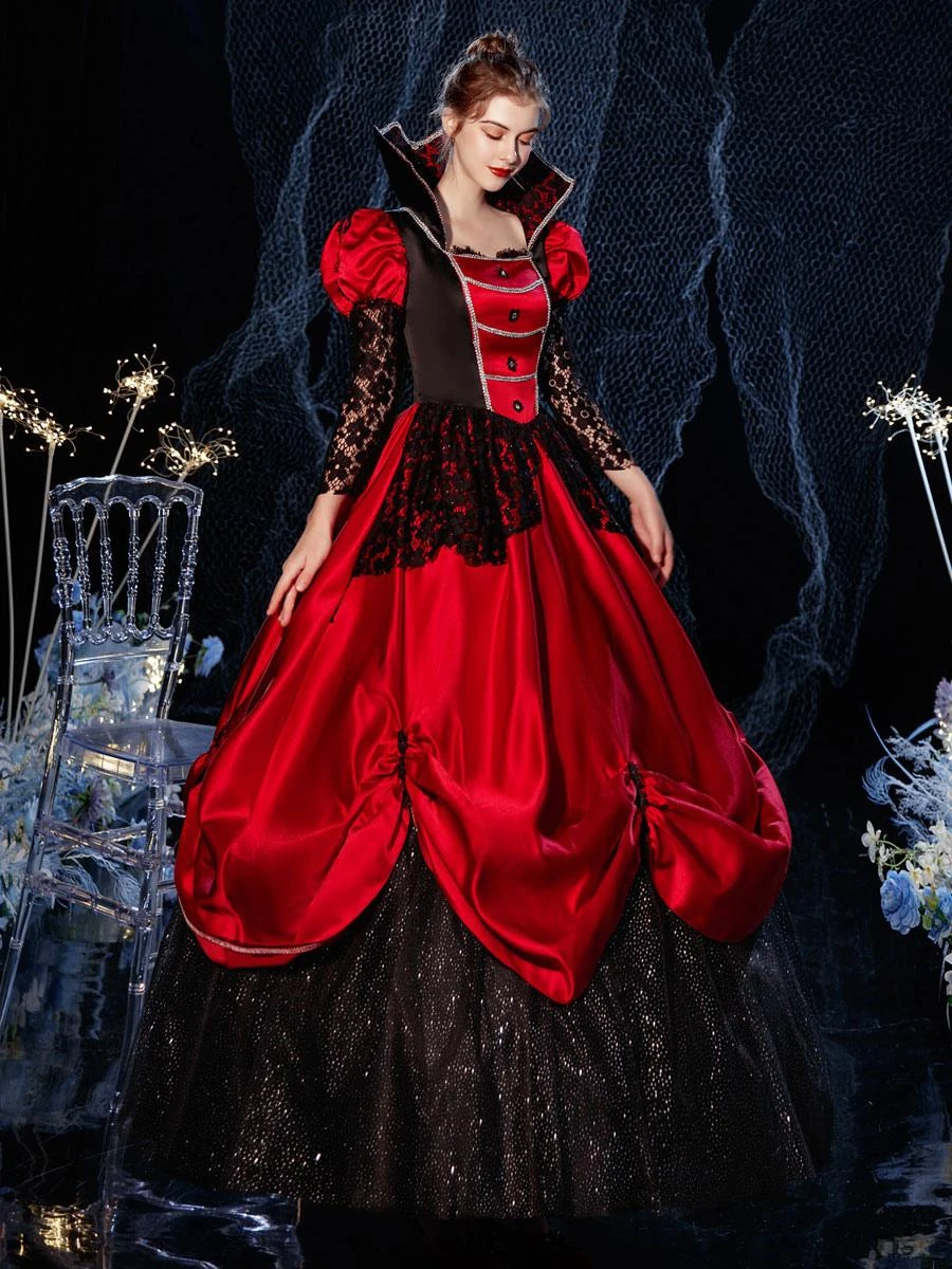 Prom Dress Rococo Victorian Retro Costume Dress Masquerade Semi Sheer Lace Cotton Cosplay Costume Carnival - Image 4