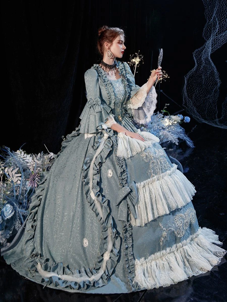 Prom Dress Rococo Victorian Retro Costume Dress Layered Ruffles Cosplay Costume Carnival - Image 2