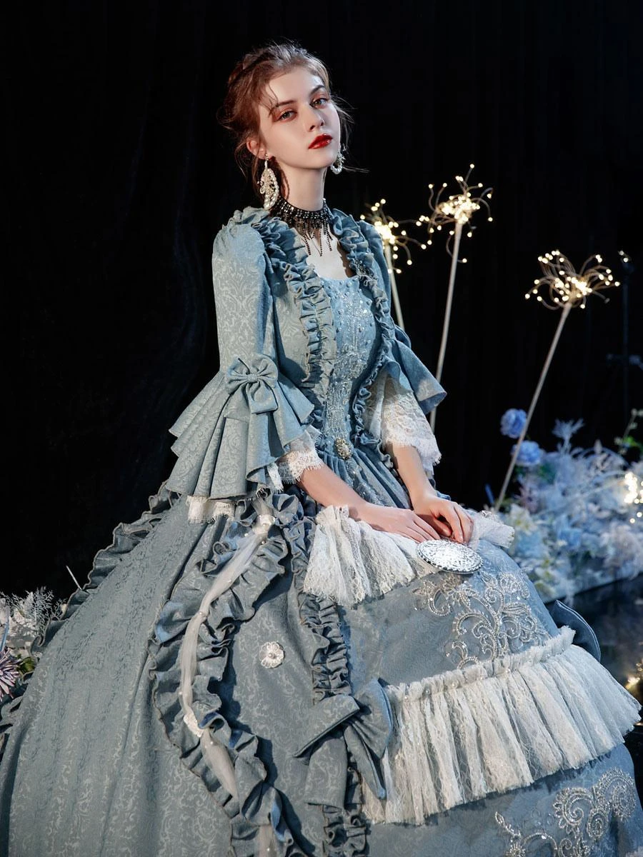 Prom Dress Rococo Victorian Retro Costume Dress Layered Ruffles Cosplay Costume Carnival - Image 3
