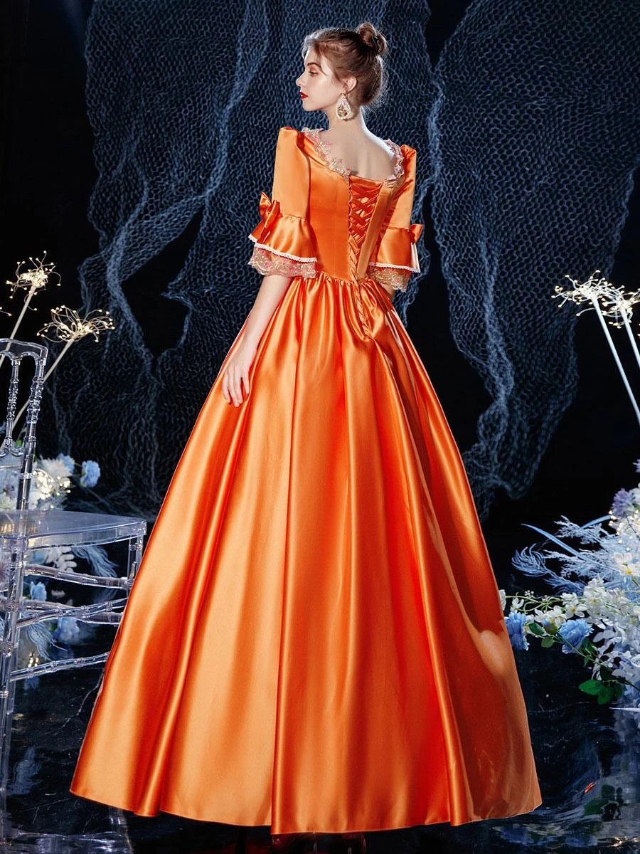Prom Dress Rococo Victorian Retro Costume Dress Orange Red Masquerade Lace Cotton Cosplay Costume Carnival - Image 6
