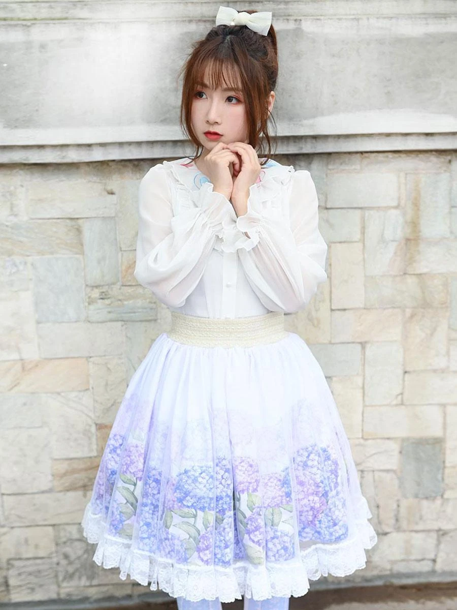 Sweet Lace Lolita SK Lilac Floral Print Lolita Skirts