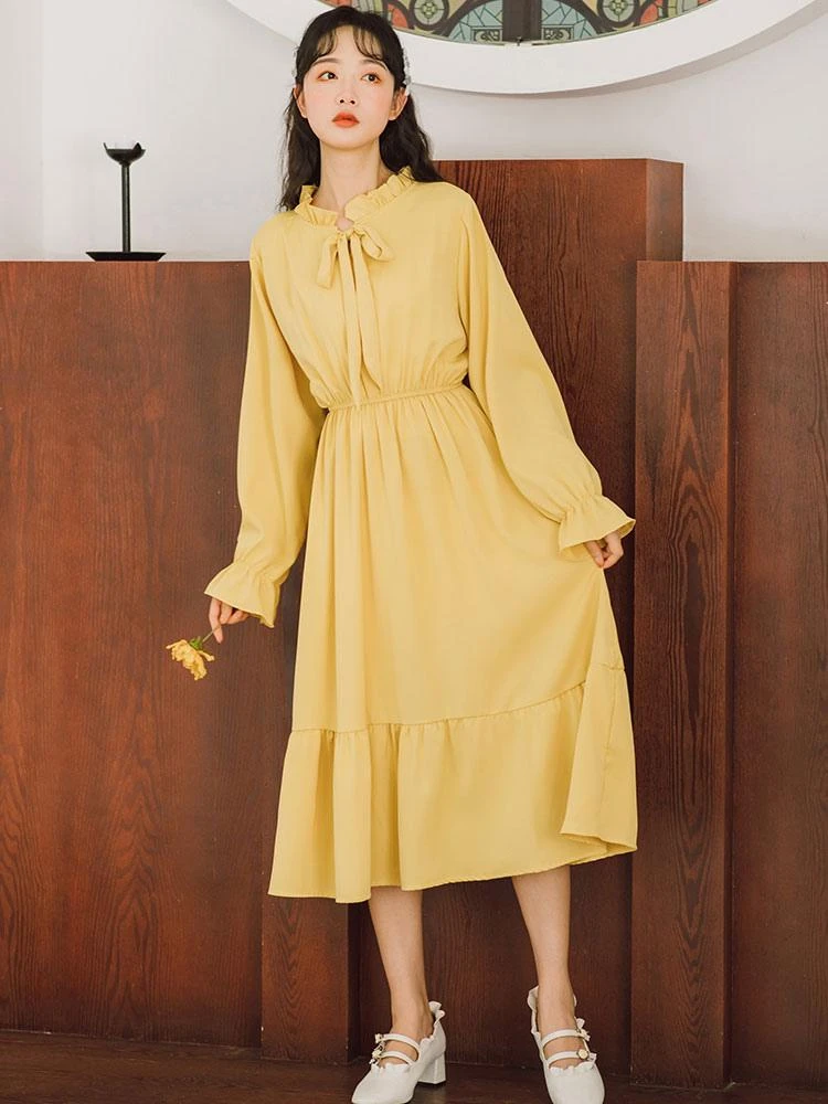 Academic Sweet Lolita OP Dress Lavender Long Sleeve Polyester Lolita One Piece Dresses - Image 3