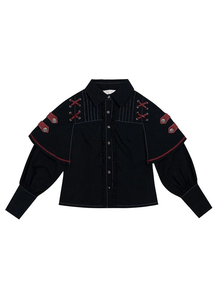 Gothic Lolita OP Dress Military Style 4 Pieces Set Black Academic Lolita Outfits - Image 8