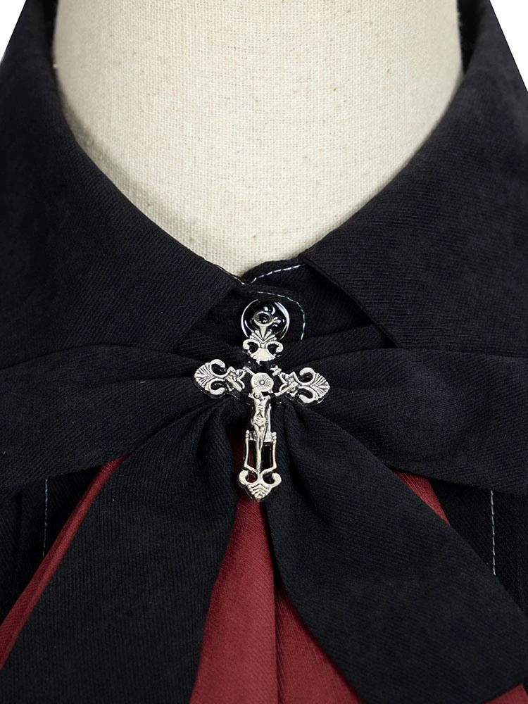 Gothic Lolita OP Dress Military Style 4 Pieces Set Black Academic Lolita Outfits - Image 5