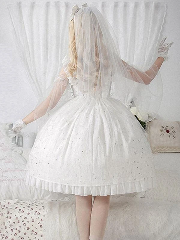 Sweet Lolita JSK Dress Neverland Lace Cascading Ruffles Bows White Lolita Jumper Skirts - Image 2