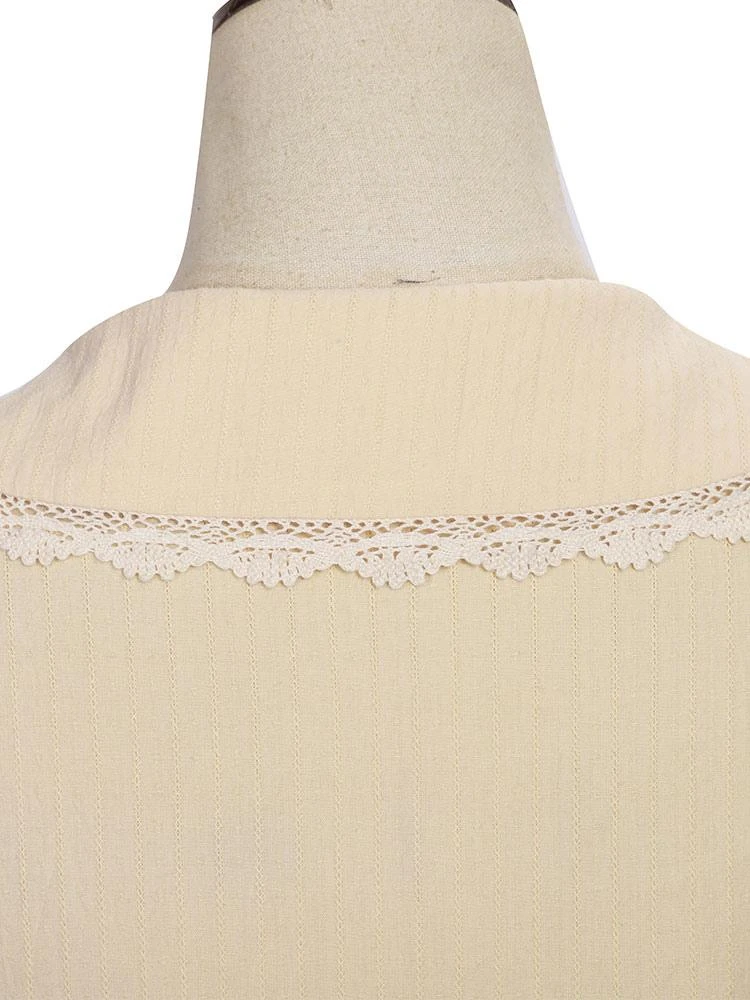 Sweet Lolita Blouses Bows Long Sleeves Light Apricot Lolita Shirt Sweet Top - Image 8