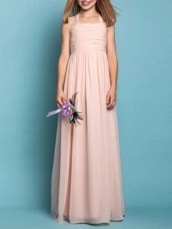 Flower Girl Dresses A Line Strapless Sleeveless Pleated Kids Social Party Dresses