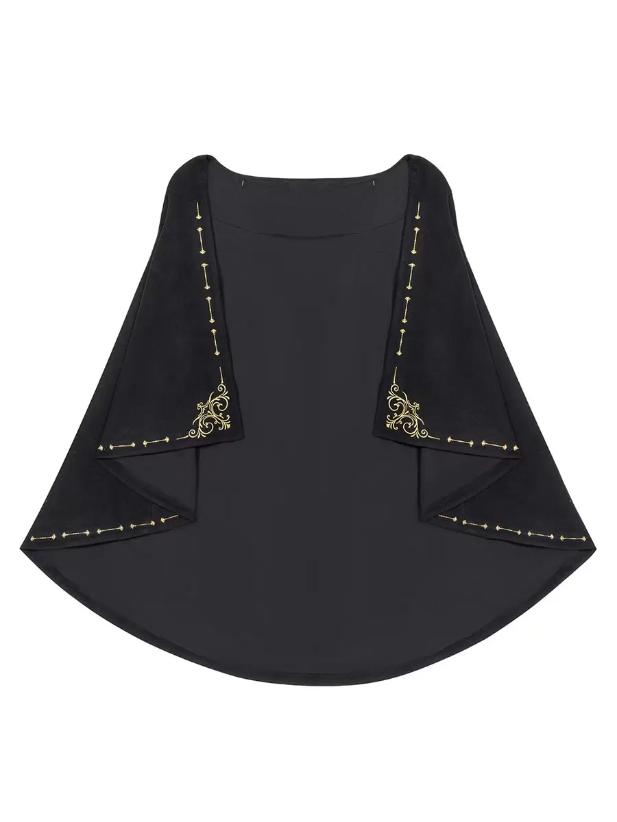 Academic Lolita Poncho Cape Black Polyester Grommets Lace Up Fall Lolita Outwears - Image 9