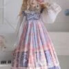 Sweet Lolita JSK Dress Kawaii Dress Light Sky Blue Polyester Sleeveless Bows Sweet Lolita Jumper Skirts