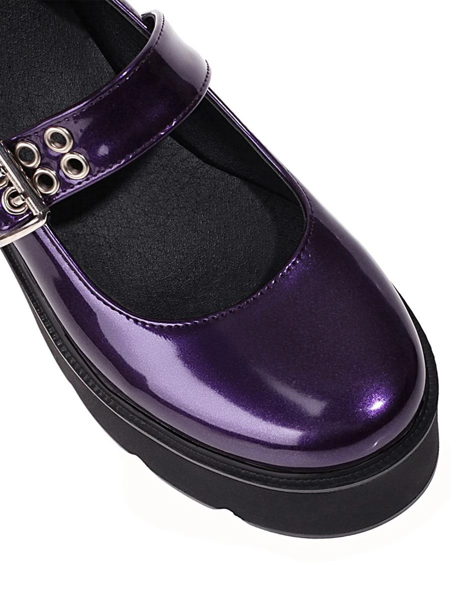 Gothic Lolita Shoes Royal Purple Round Toe PU Leather Lolita Shoes - Image 4