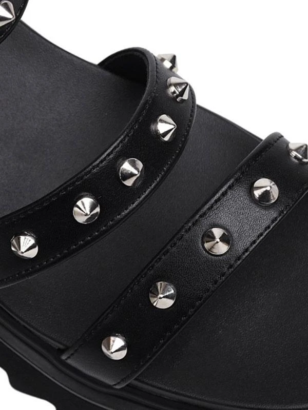 Women's Flatform Sandals Black Rivets PU Leather Gladiator Sandals - Image 5