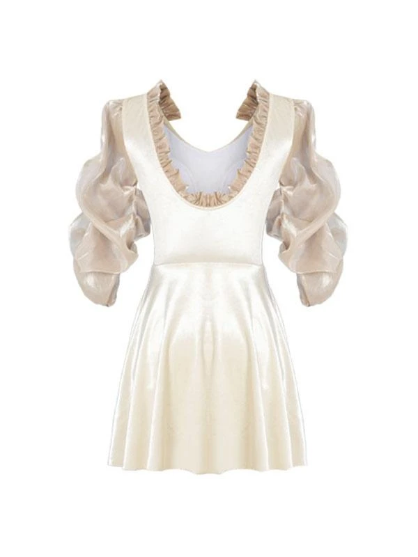 Sweet One Piece Swimsuit Lace Up Backless Long Sleeves White Lolita Cute Jumpsuit For Women - Image 6