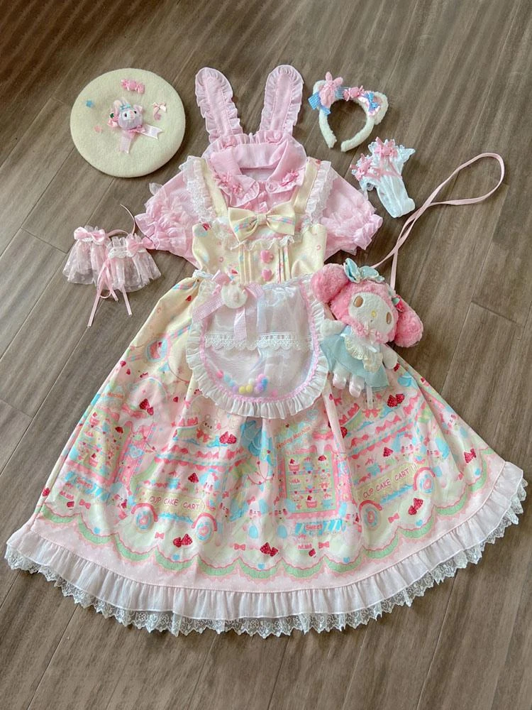 Sweet Lolita Blouses Pink Long Sleeves Lace Lolita Top Bow Lolita Shirt - Image 6