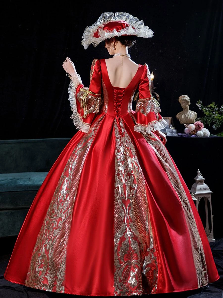 Prom Dress Red Retro Marie Antoinette Costume Masquerade Ball Gown - Image 2