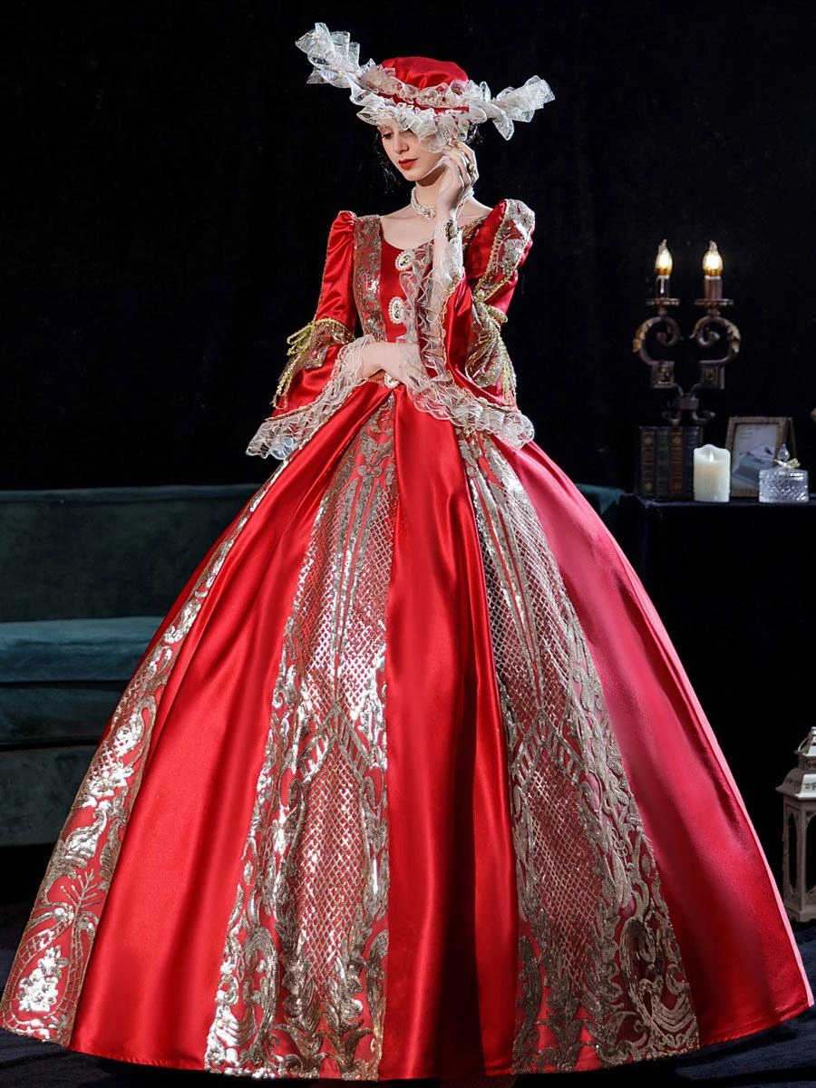 Prom Dress Red Retro Marie Antoinette Costume Masquerade Ball Gown - Image 3