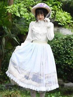 Sweet Lolita Overskirt Lace Light Sky Blue Tea Party Daily Casual Lolita Skirts