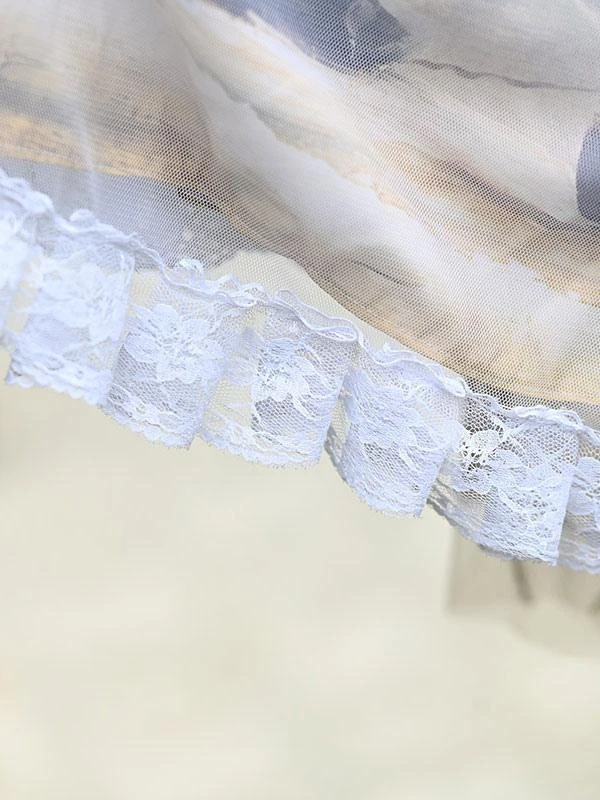 Sweet Lolita Overskirt Lace Light Sky Blue Tea Party Daily Casual Lolita Skirts - Image 9