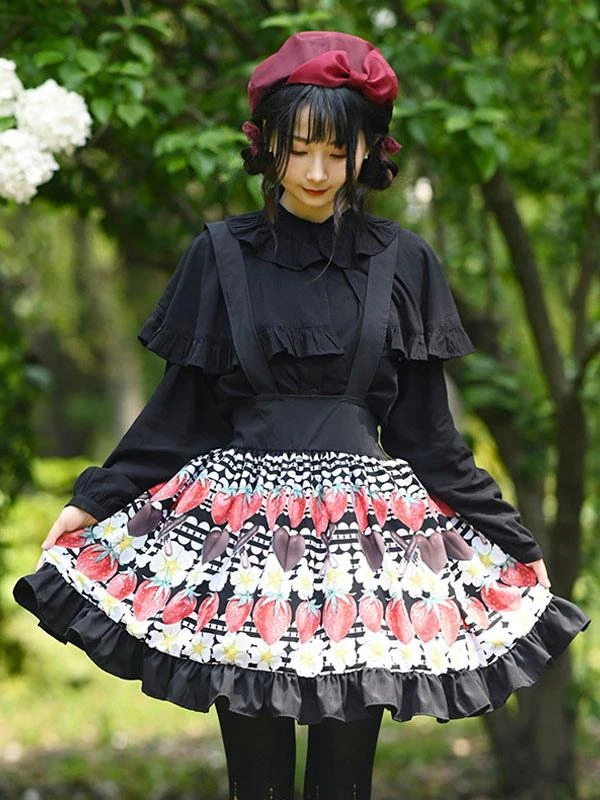 Sweet Lolita Overskirt Color Black Lace Tea Party Daily Casual Lolita Skirts