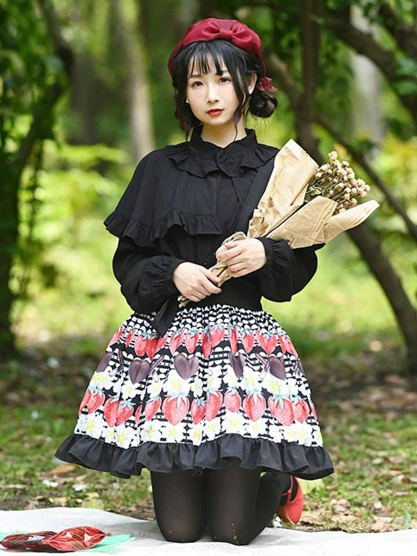 Sweet Lolita Overskirt Color Black Lace Tea Party Daily Casual Lolita Skirts - Image 2