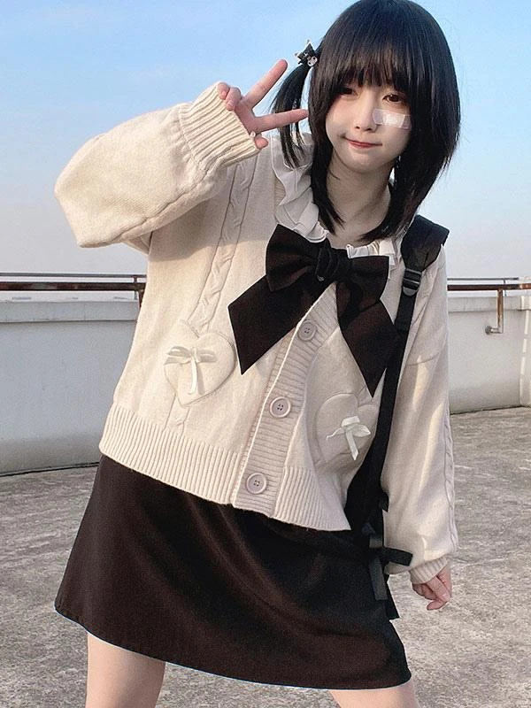 Lolita Sweater Cardigan Pink Bows Polyester Long Sleeves Spring Lolita Outwears - Image 4