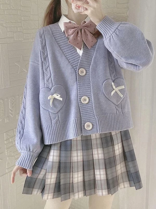 Lolita Sweater Cardigan Pink Bows Polyester Long Sleeves Spring Lolita Outwears - Image 5