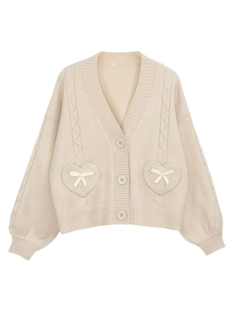 Lolita Sweater Cardigan Pink Bows Polyester Long Sleeves Spring Lolita Outwears - Image 6