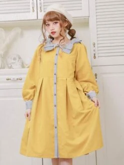 Lolita Coats Yellow Bows Long Sleeve Polyester Overcoat Fall Lolita Outwears