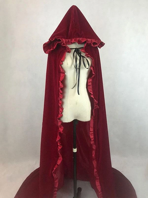 Women Christmas Burgundy Ponchos Cloak Polyester Christmas Holidays Costumes