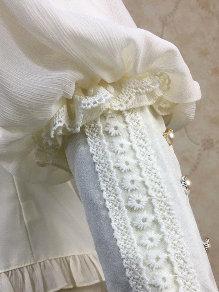 Eric White Lolita Blouses Lace Ruffles Long Sleeves Lolita Top Lace Lolita Shirt - Image 9