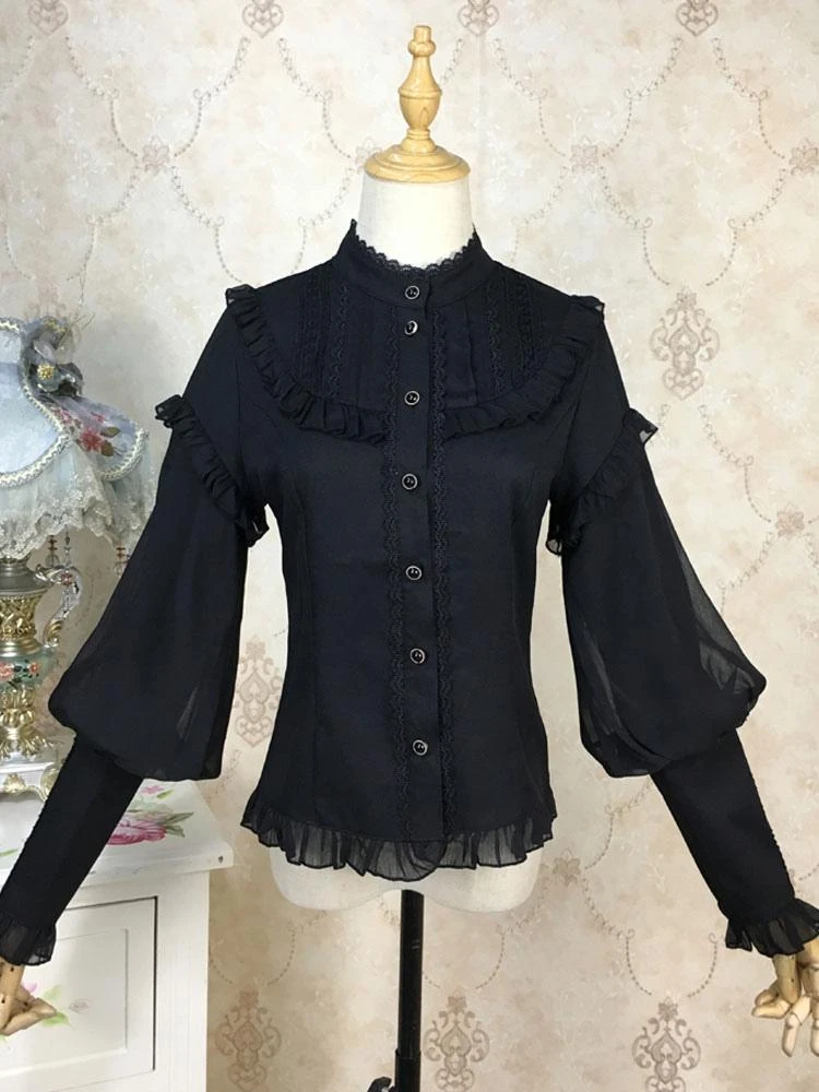 Eric White Lolita Blouses Lace Ruffles Long Sleeves Lolita Top Lace Lolita Shirt - Image 5