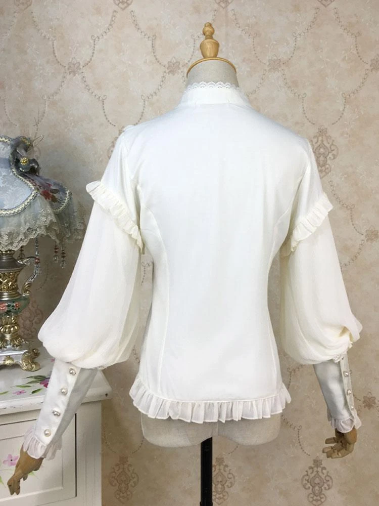 Eric White Lolita Blouses Lace Ruffles Long Sleeves Lolita Top Lace Lolita Shirt - Image 3