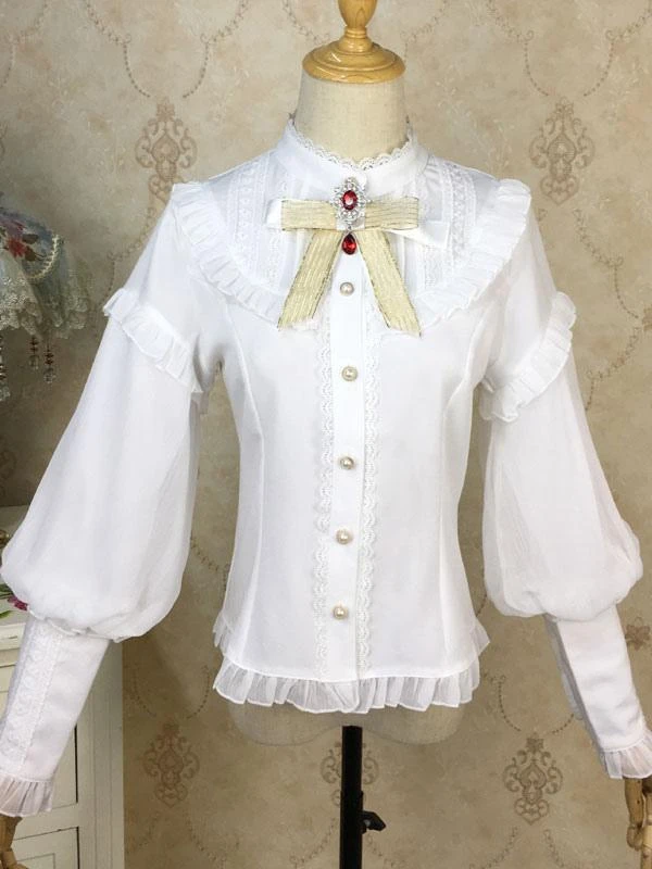 Eric White Lolita Blouses Lace Ruffles Long Sleeves Lolita Top Lace Lolita Shirt - Image 7