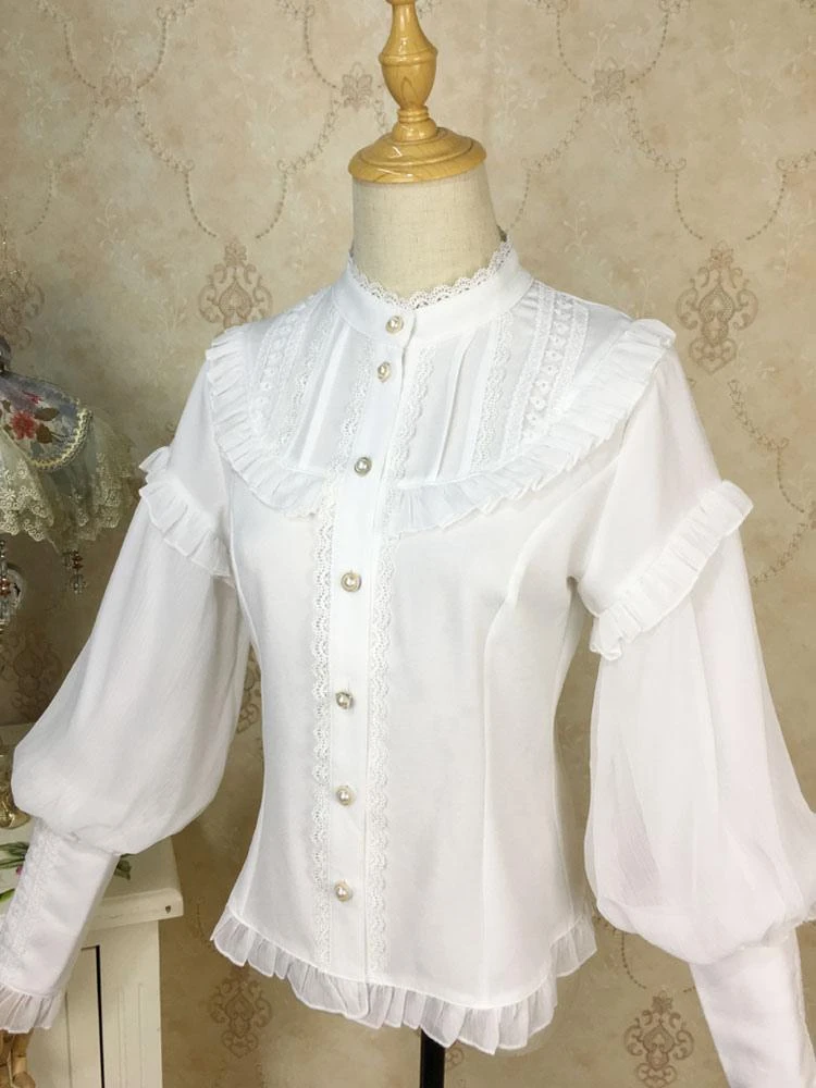 Eric White Lolita Blouses Lace Ruffles Long Sleeves Lolita Top Lace Lolita Shirt - Image 8