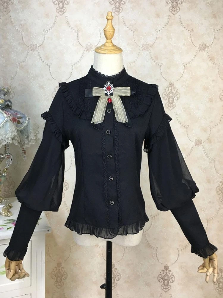 Eric White Lolita Blouses Lace Ruffles Long Sleeves Lolita Top Lace Lolita Shirt - Image 4