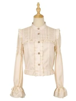 Christmas ROCOCO Style Lolita Blouses Lolita Top Light Apricot Long Sleeves Lolita Shirt